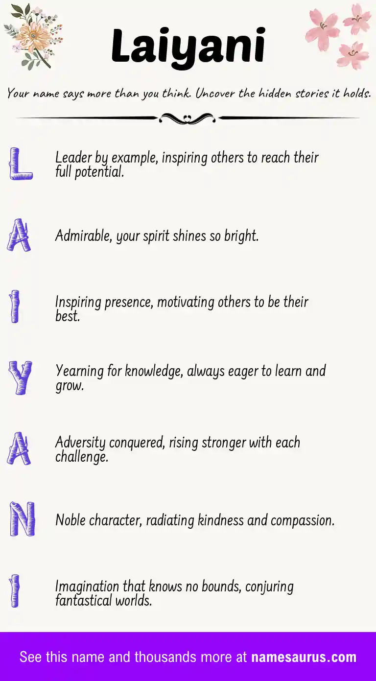 Acrostic poem about Laiyani.
