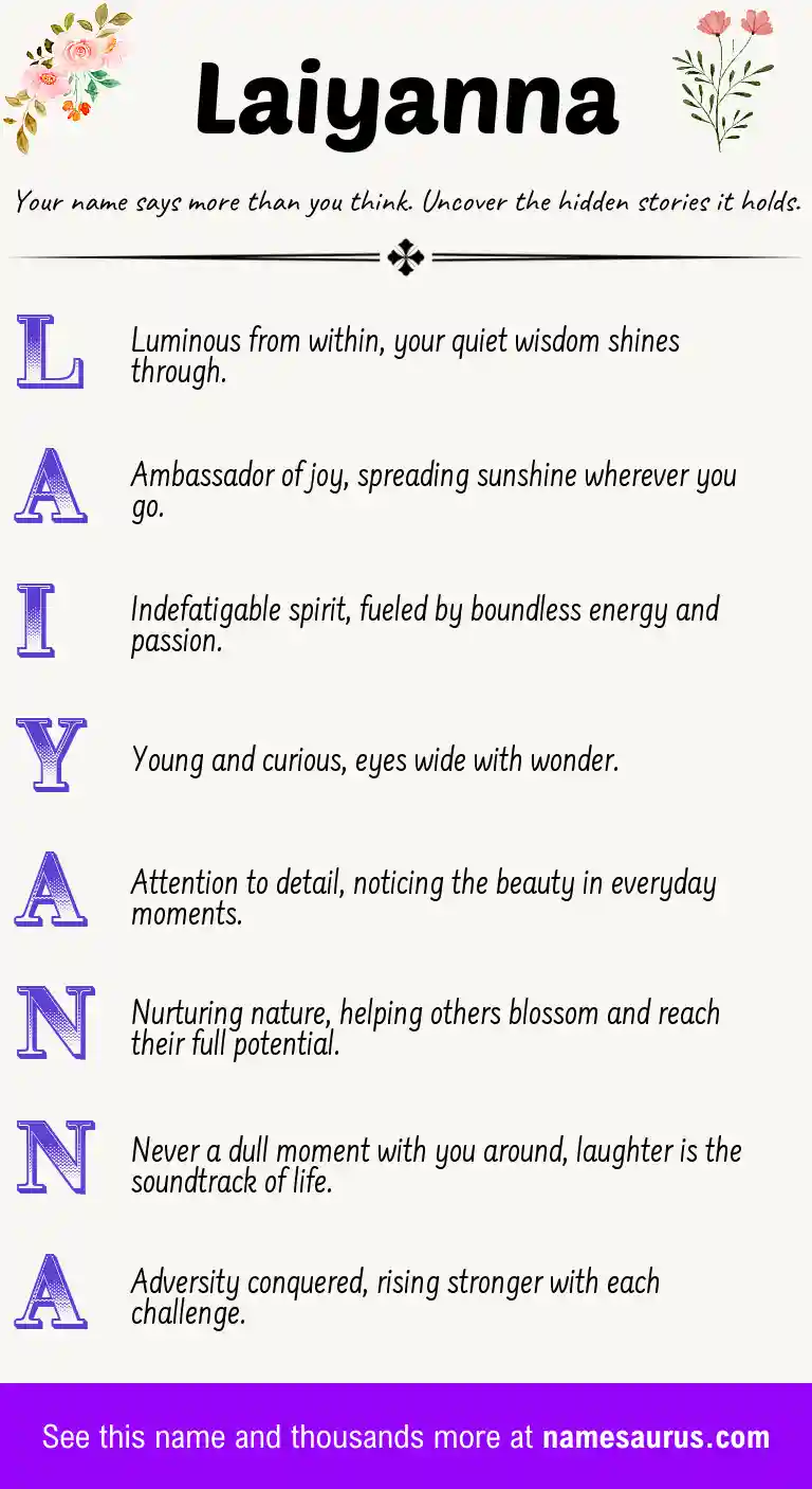 Acrostic poem about Laiyanna.