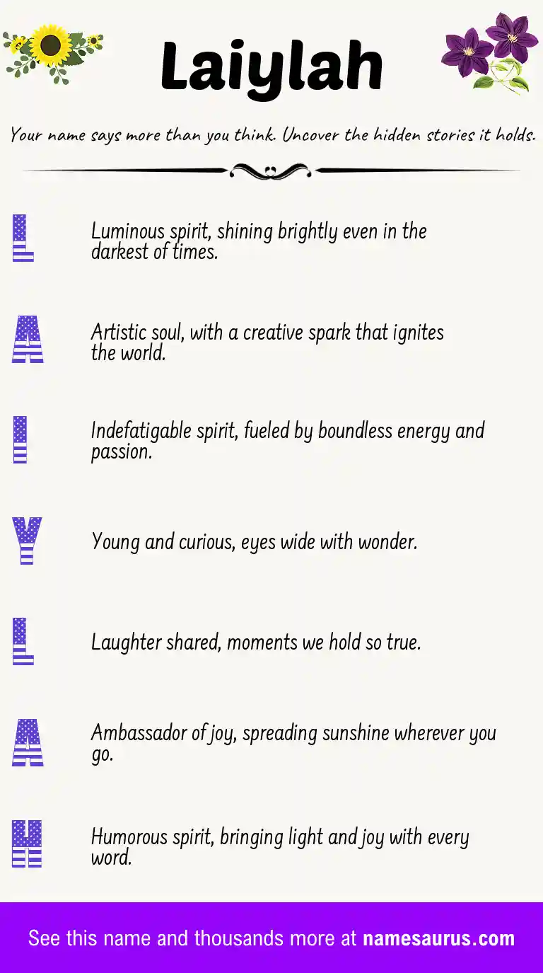 Acrostic poem about Laiylah.