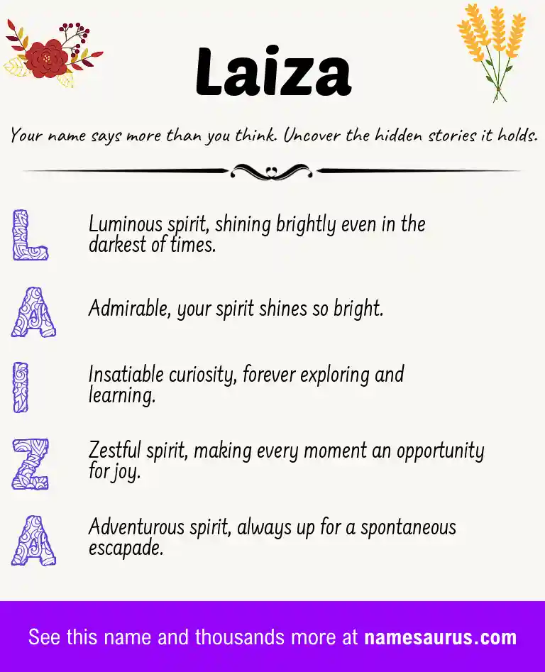 Acrostic poem about Laiza.