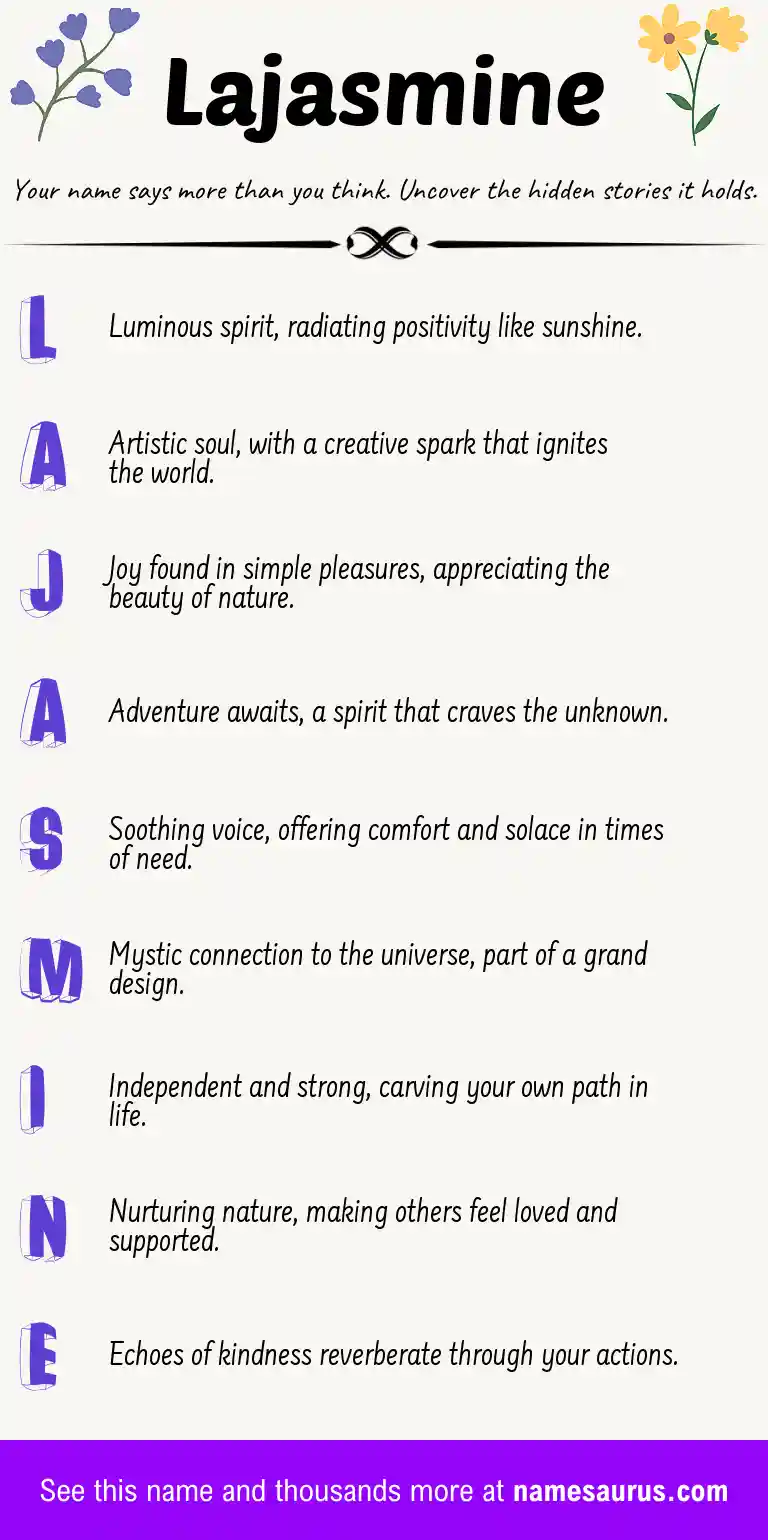 Acrostic poem about Lajasmine.