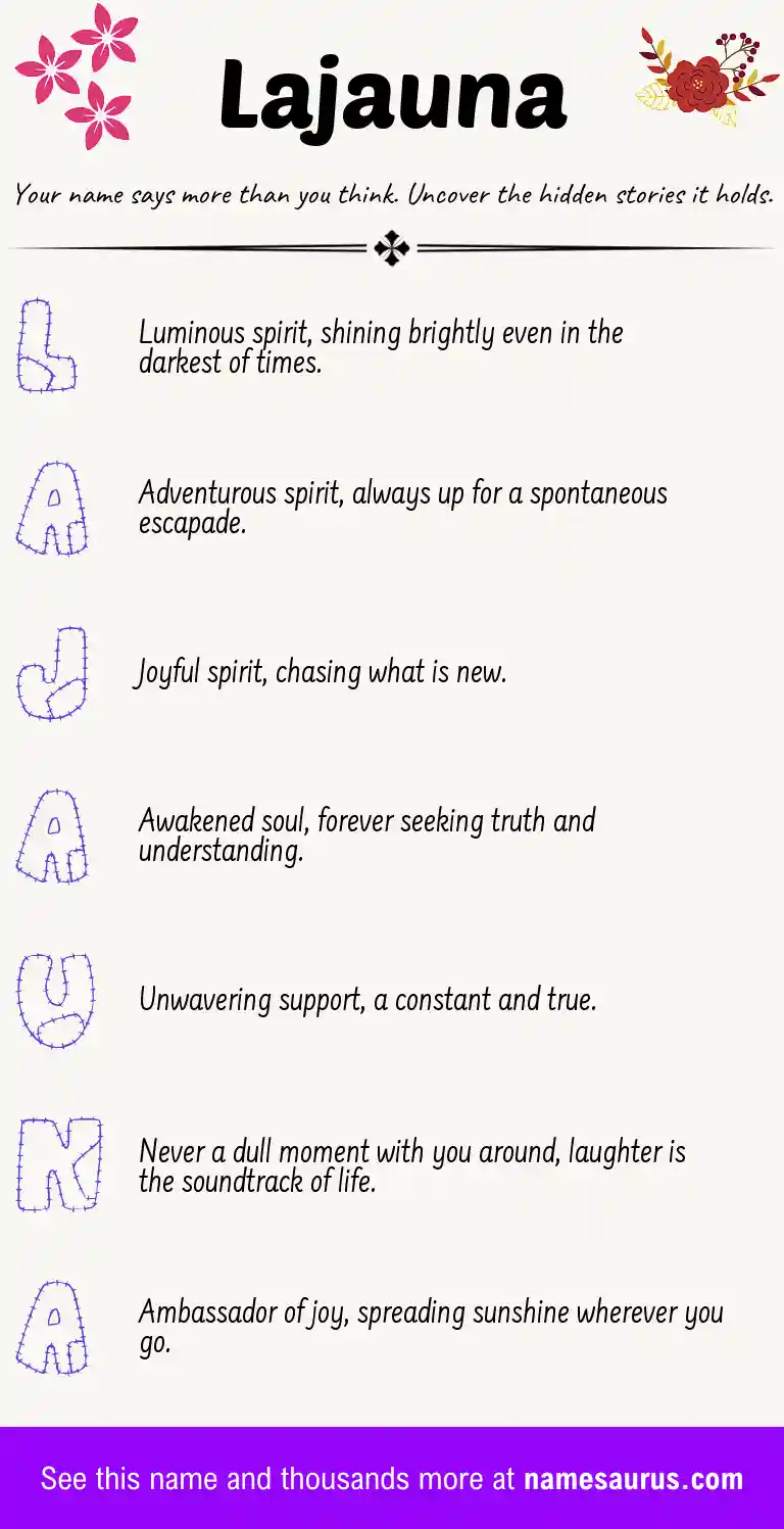 Acrostic poem about Lajauna.