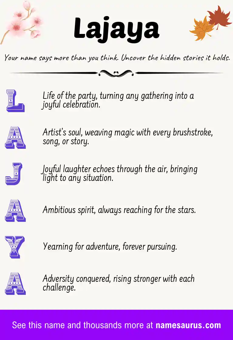 Acrostic poem about Lajaya.