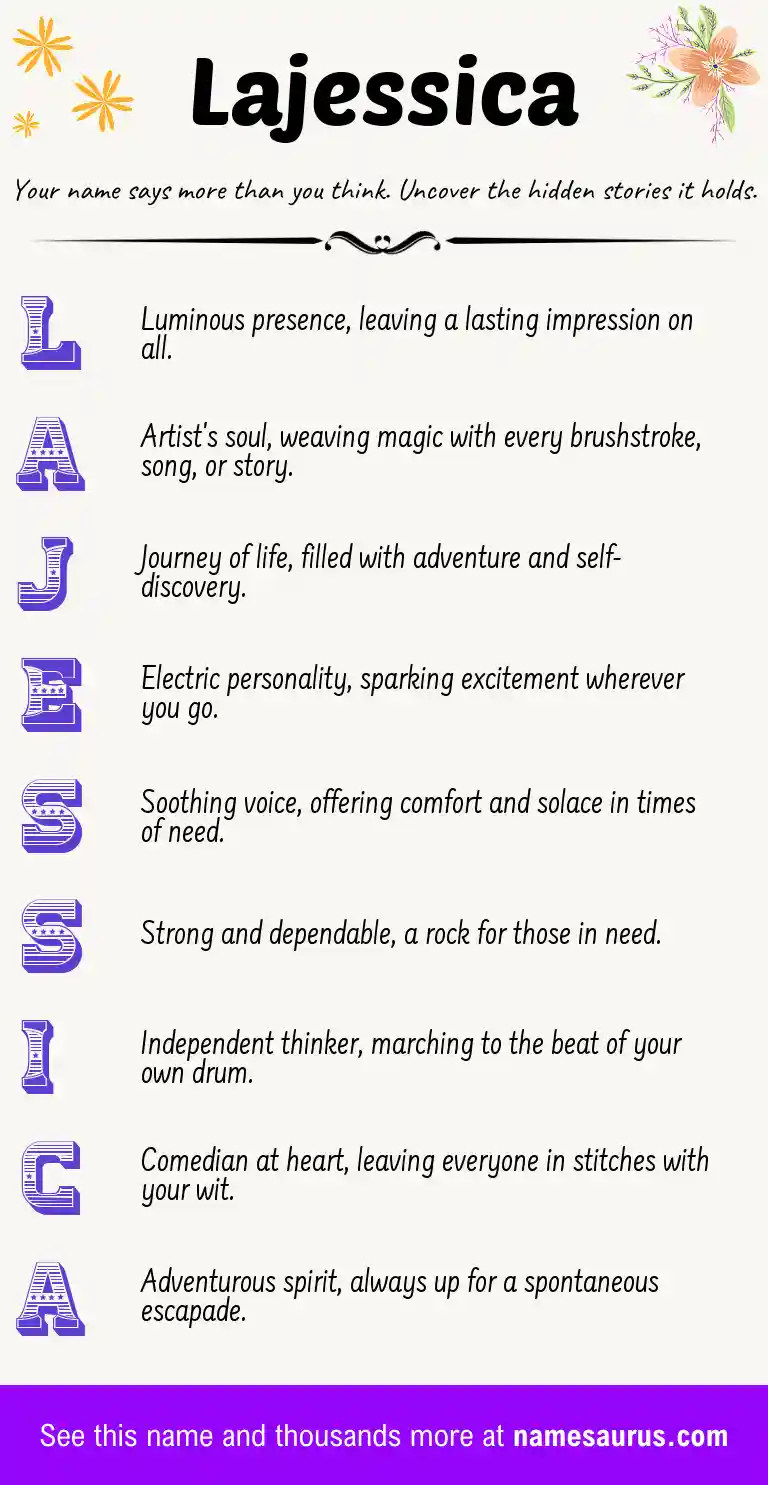 Acrostic poem about Lajessica.