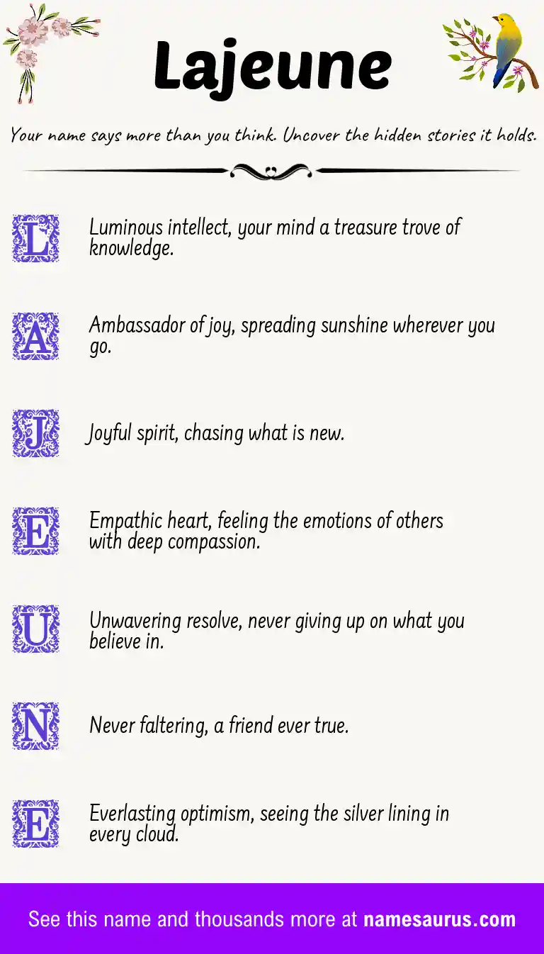 Acrostic poem about Lajeune.
