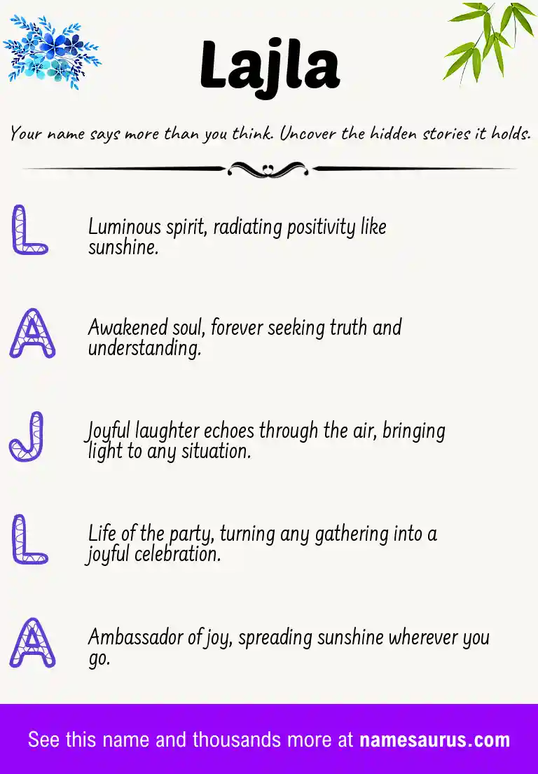 Acrostic poem about Lajla.