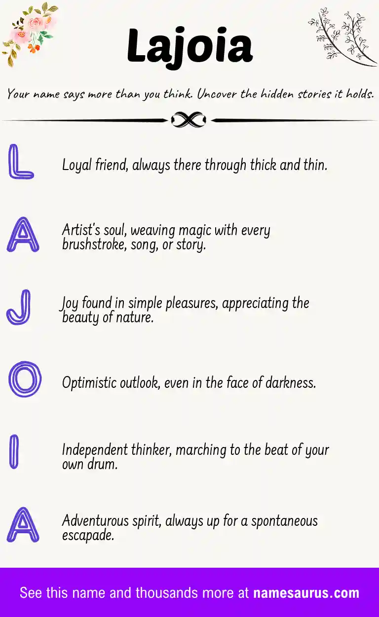 Acrostic poem about Lajoia.