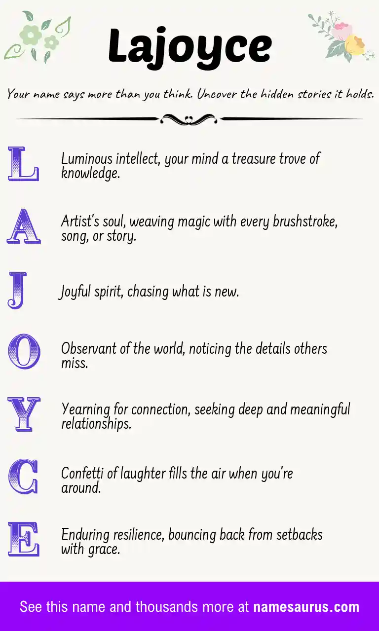 Acrostic poem about Lajoyce.