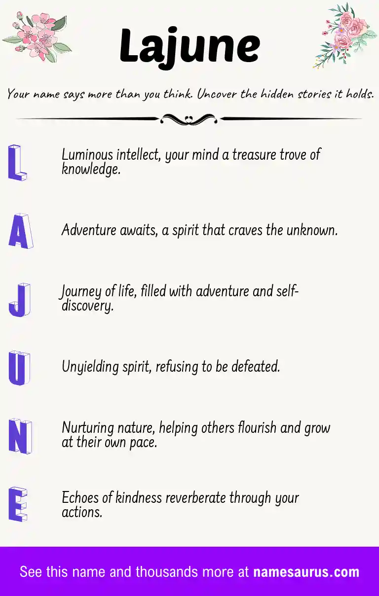 Acrostic poem about Lajune.
