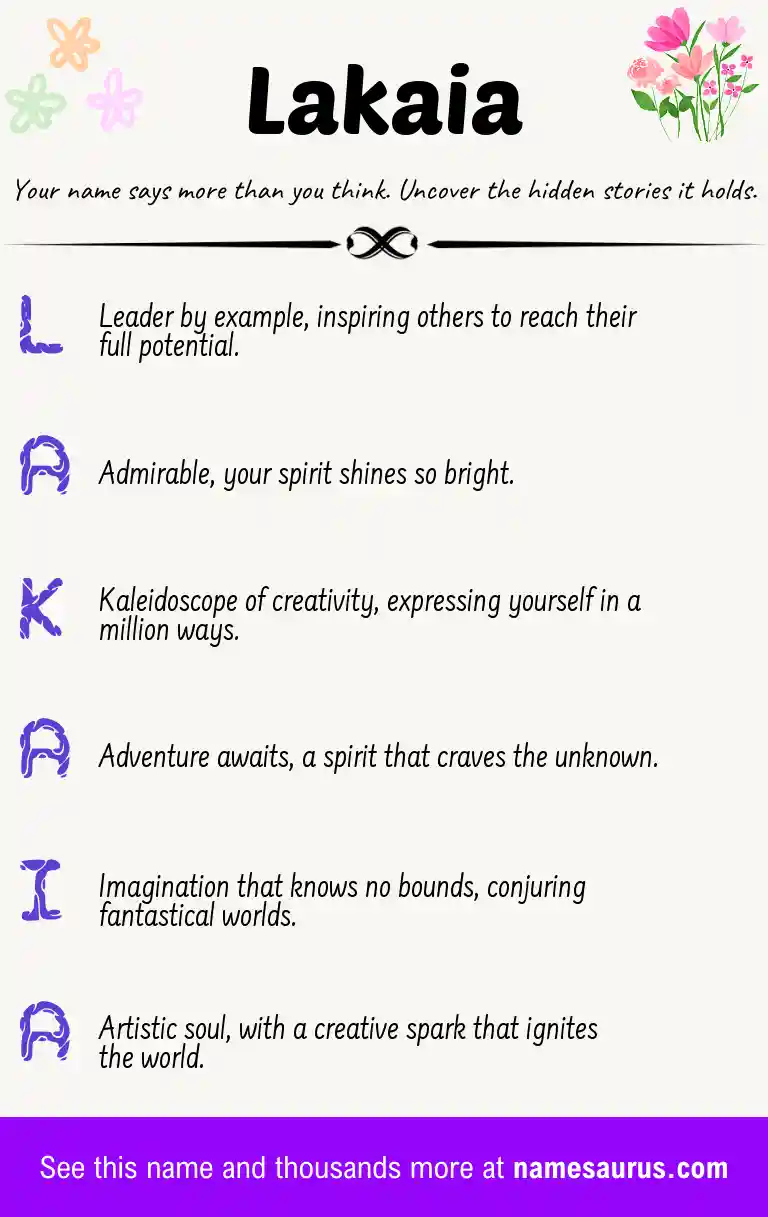 Acrostic poem about Lakaia.