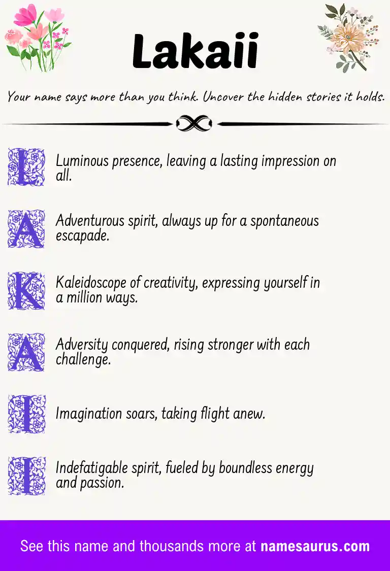 Acrostic poem about Lakaii.