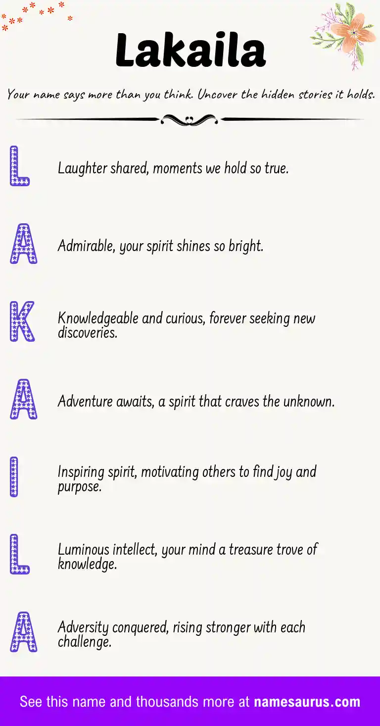 Acrostic poem about Lakaila.