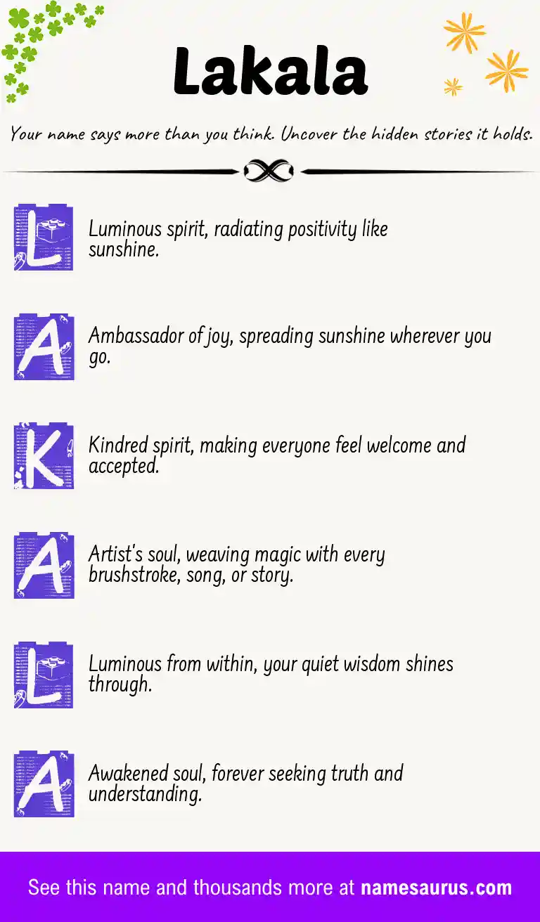 Acrostic poem about Lakala.