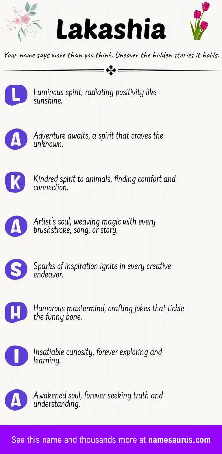 Acrostic poem about Lakashia.