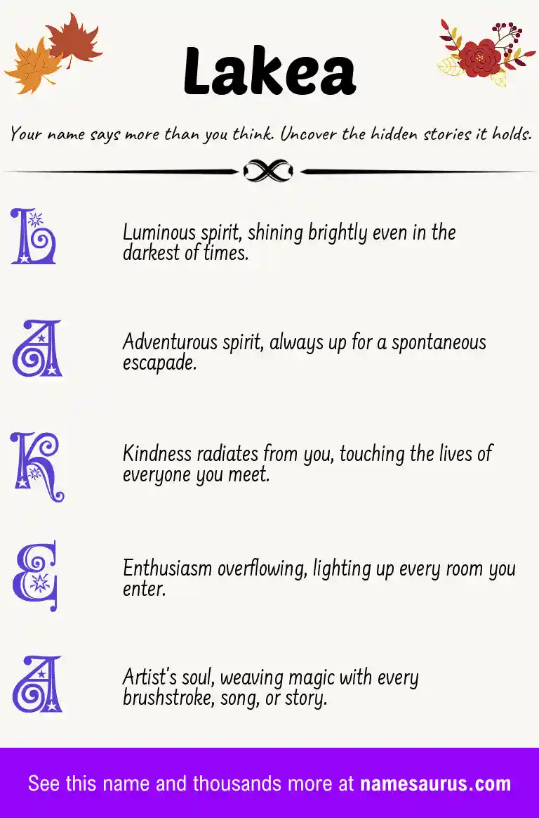 Acrostic poem about Lakea.