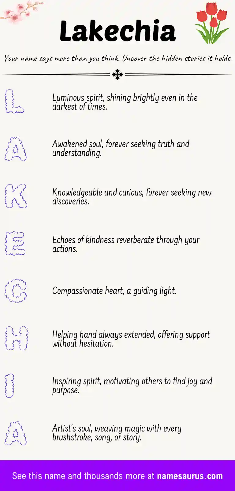 Acrostic poem about Lakechia.