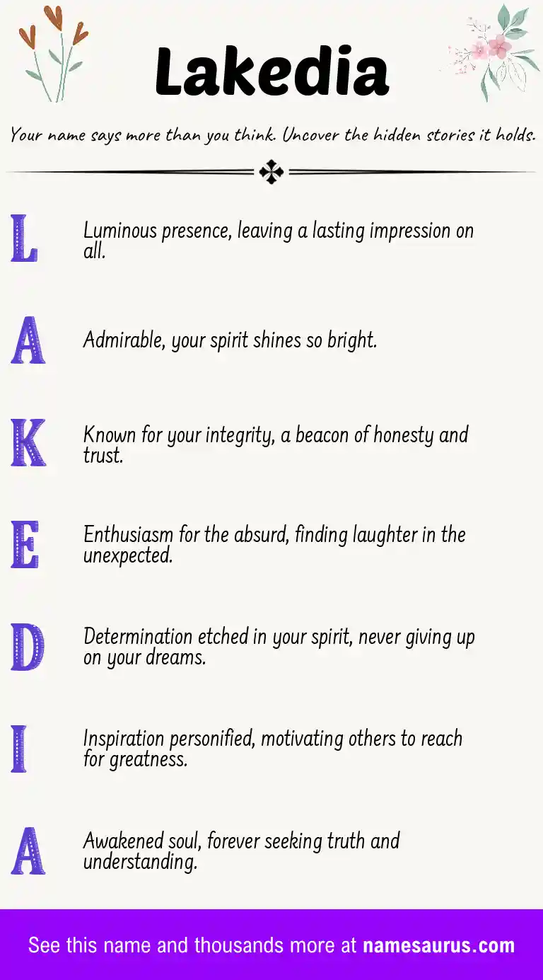 Acrostic poem about Lakedia.