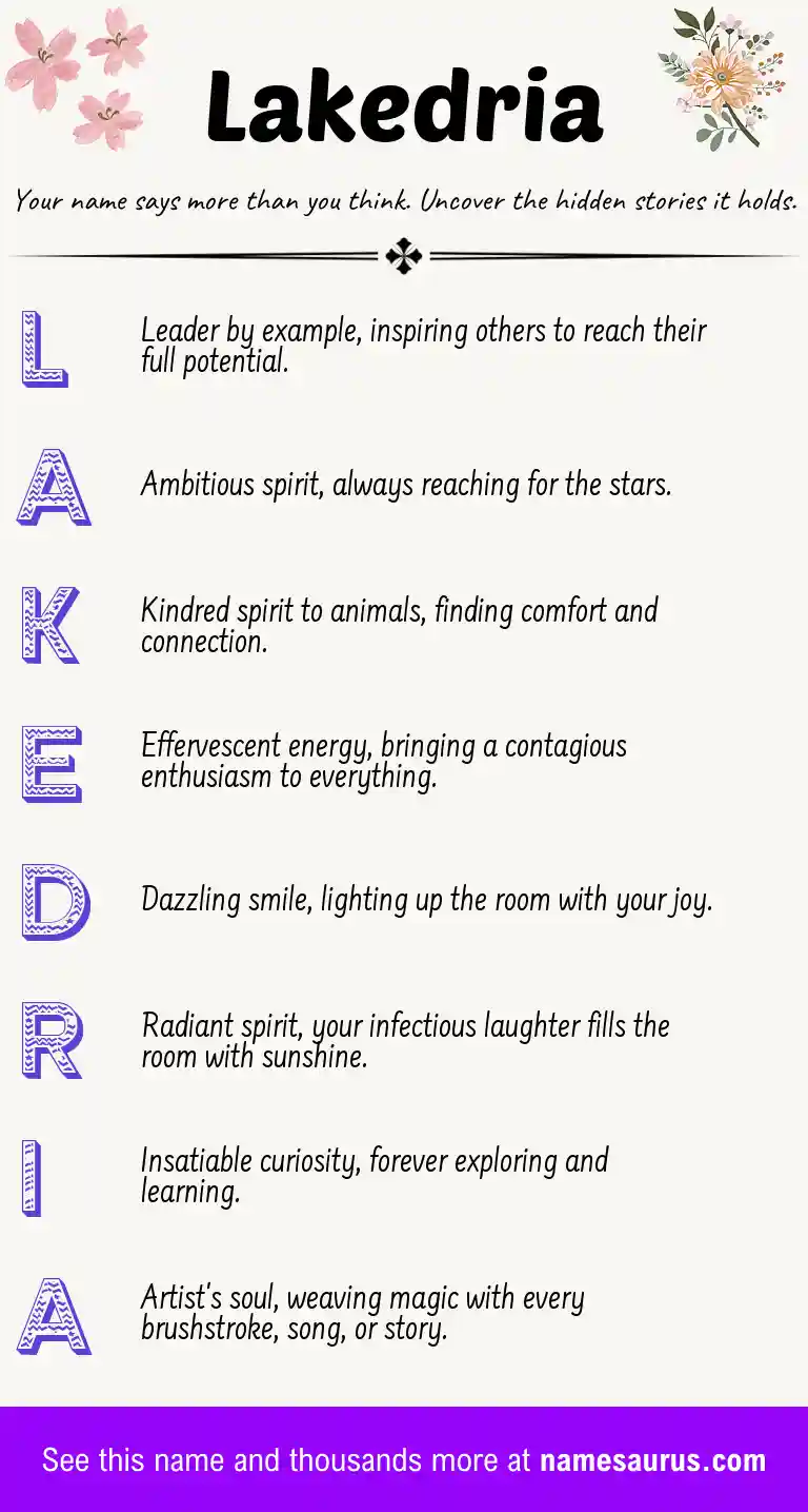 Acrostic poem about Lakedria.