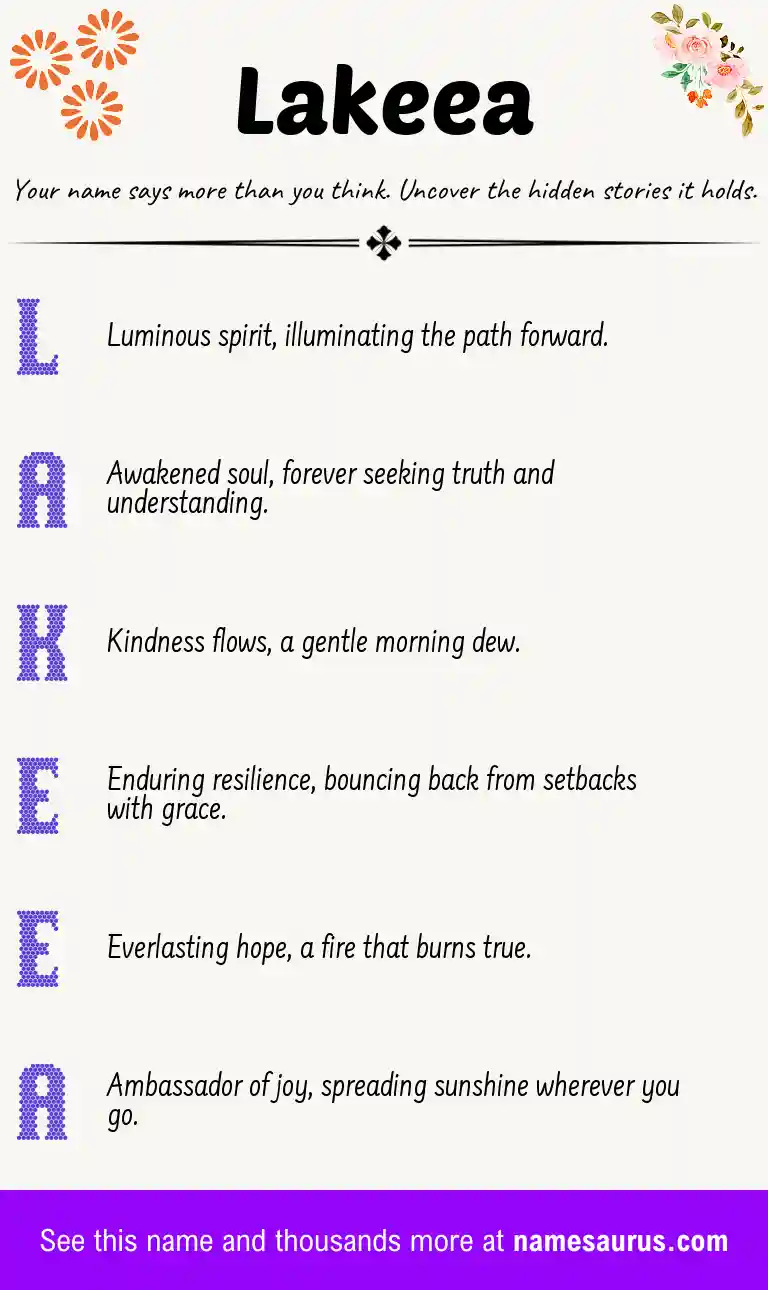 Acrostic poem about Lakeea.