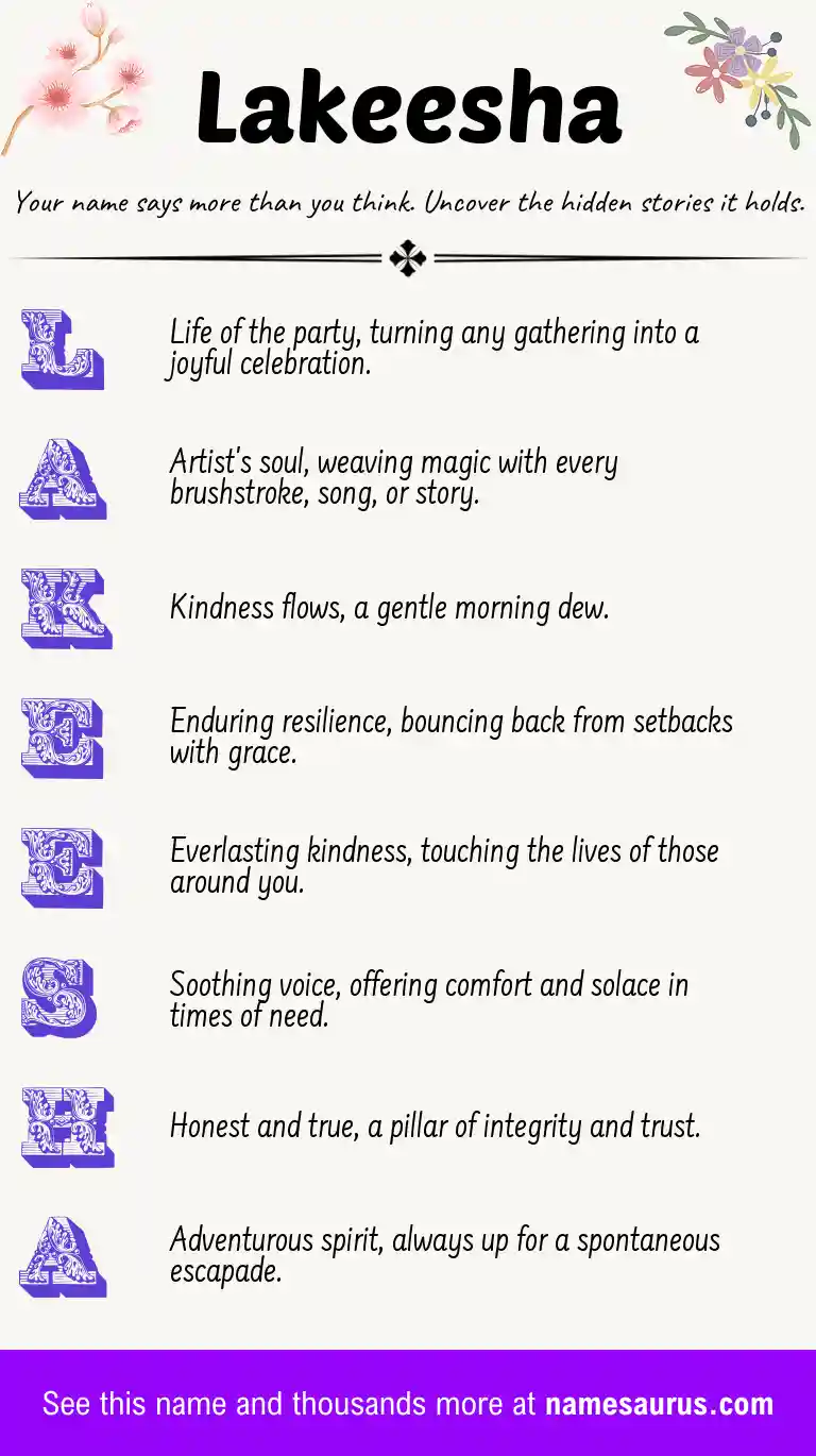 Acrostic poem about Lakeesha.