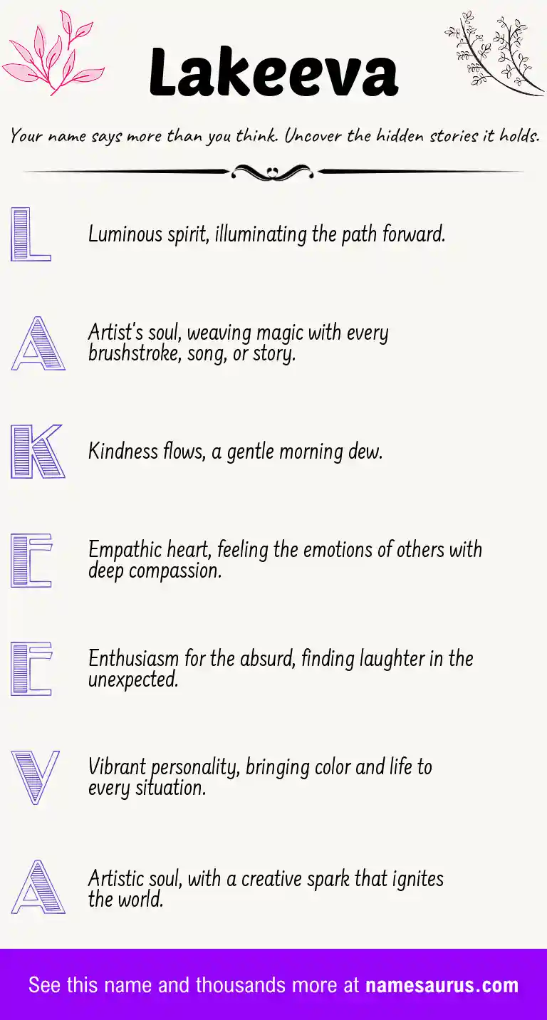 Acrostic poem about Lakeeva.