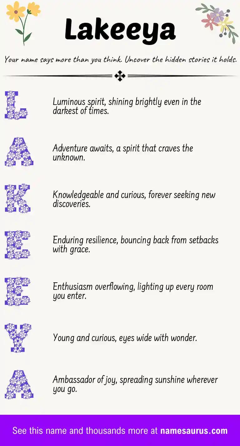 Acrostic poem about Lakeeya.