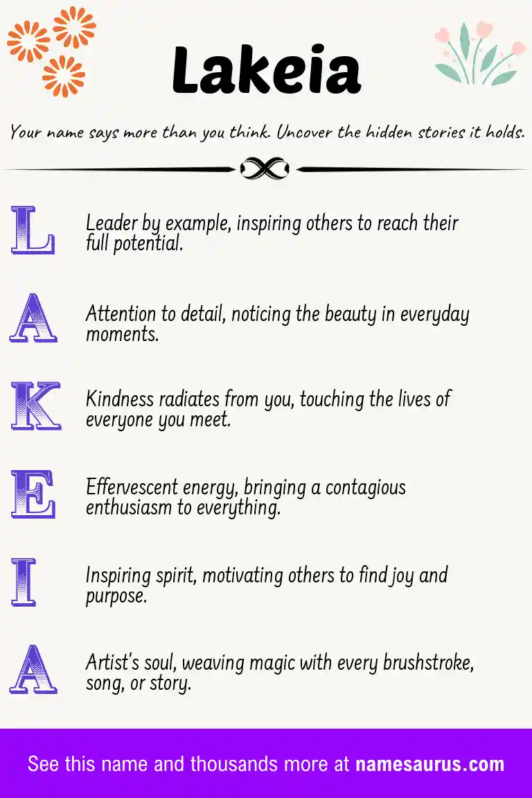 Acrostic poem about Lakeia.