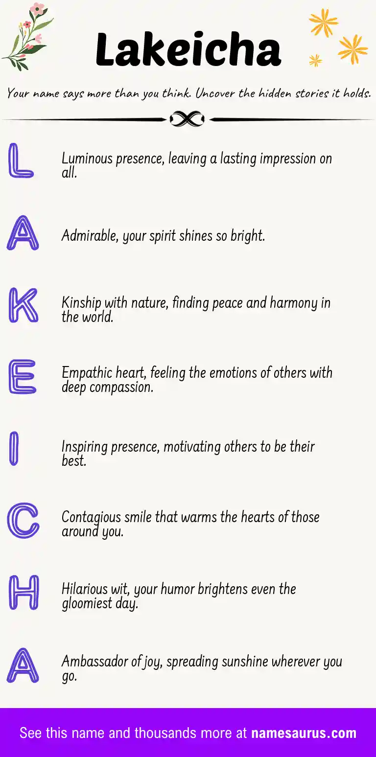 Acrostic poem about Lakeicha.