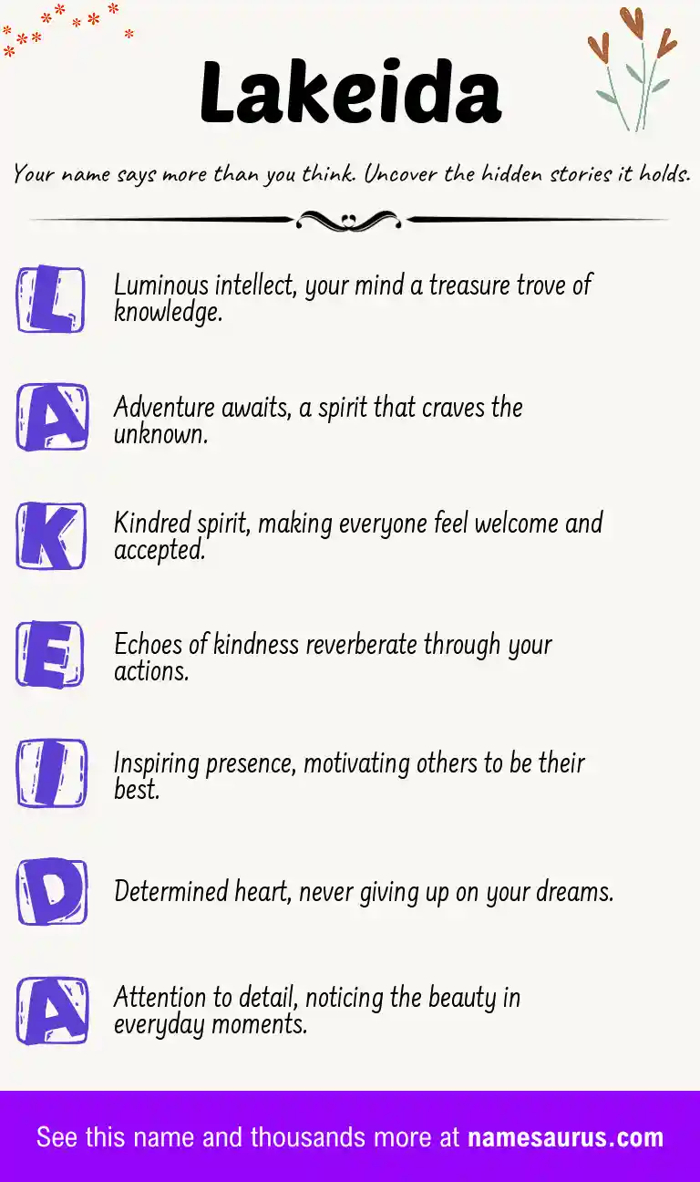 Acrostic poem about Lakeida.