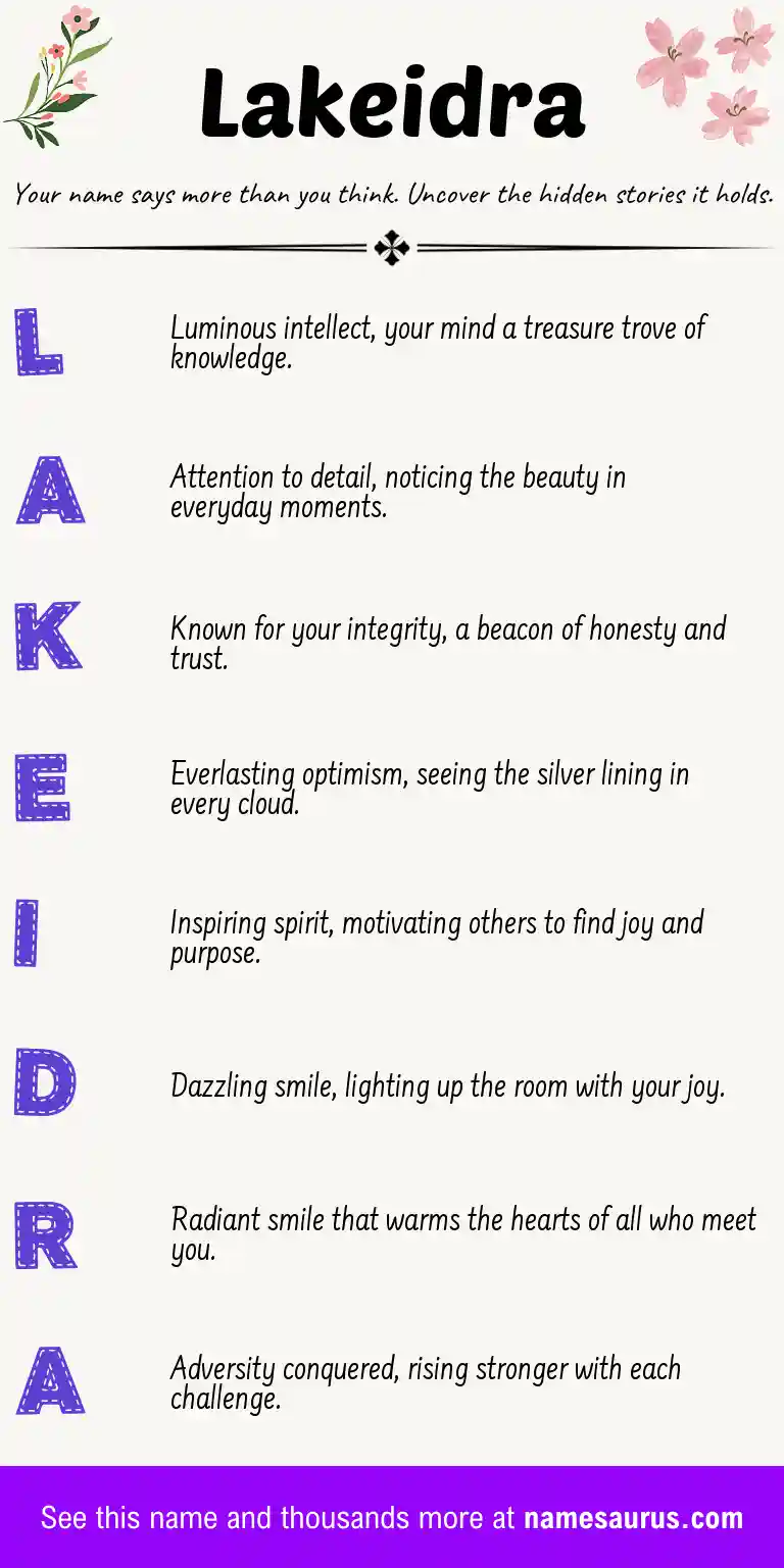 Acrostic poem about Lakeidra.