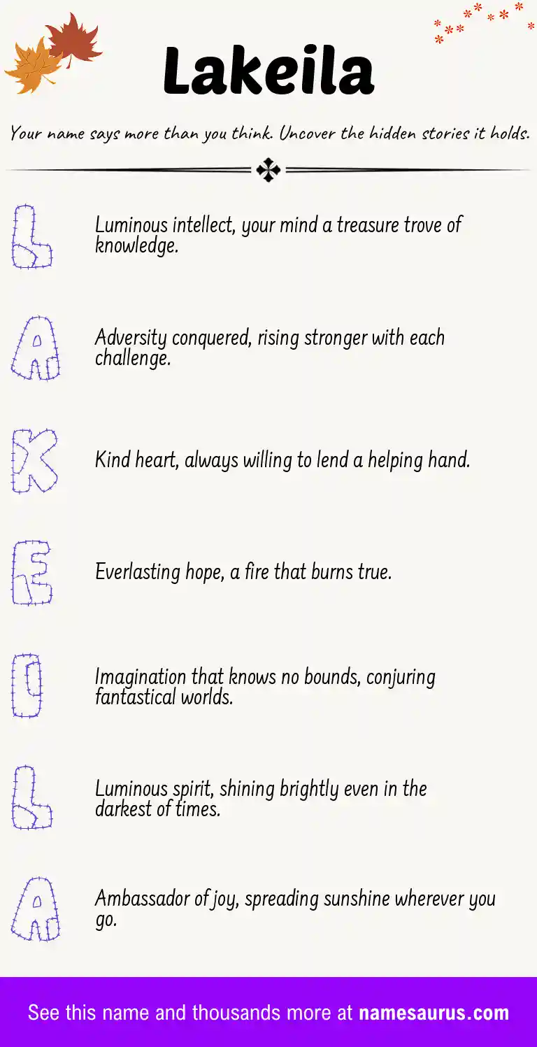 Acrostic poem about Lakeila.