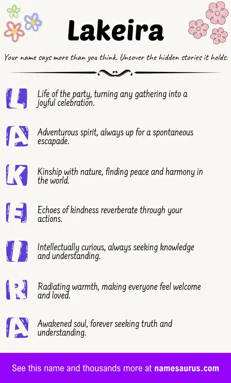 Acrostic poem about Lakeira.