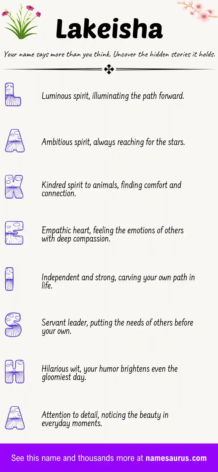 Acrostic poem about Lakeisha.