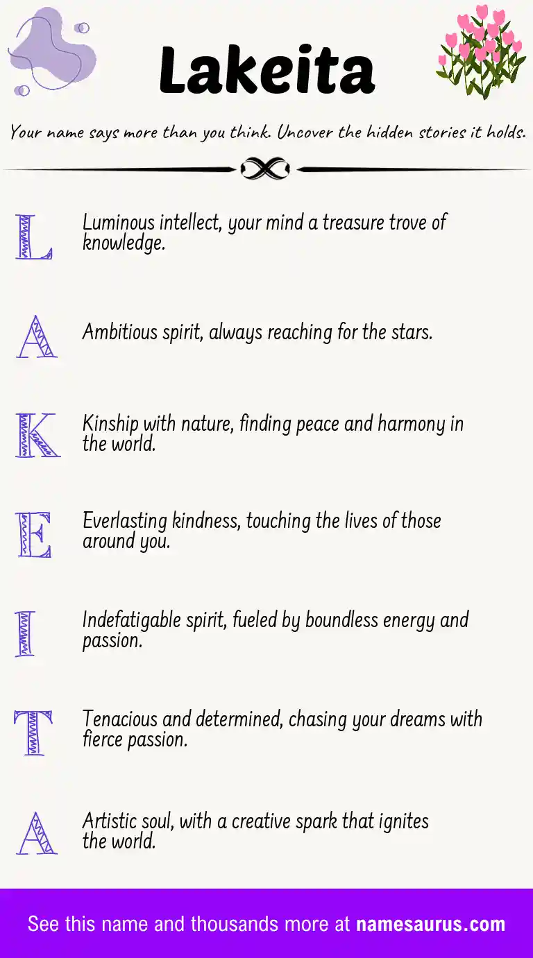Acrostic poem about Lakeita.