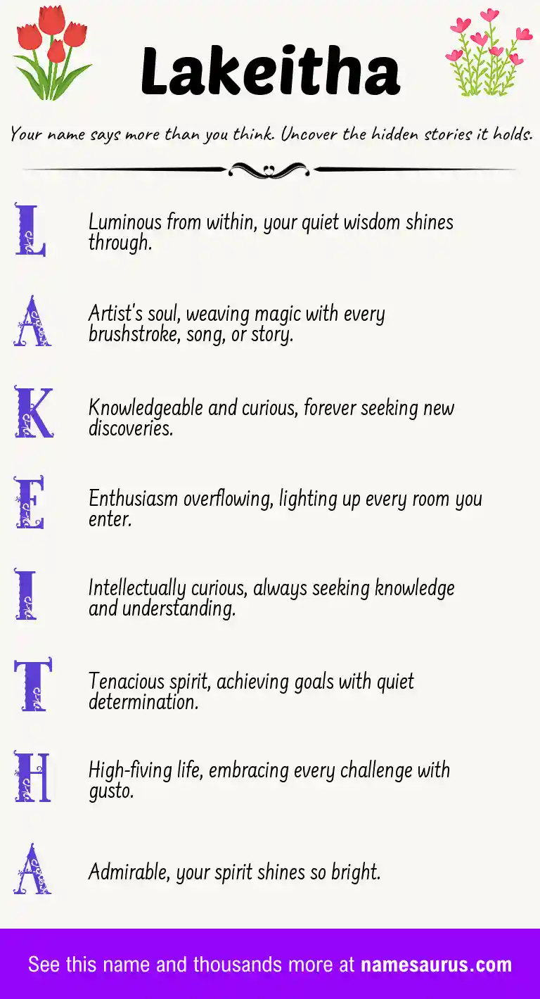 Acrostic poem about Lakeitha.
