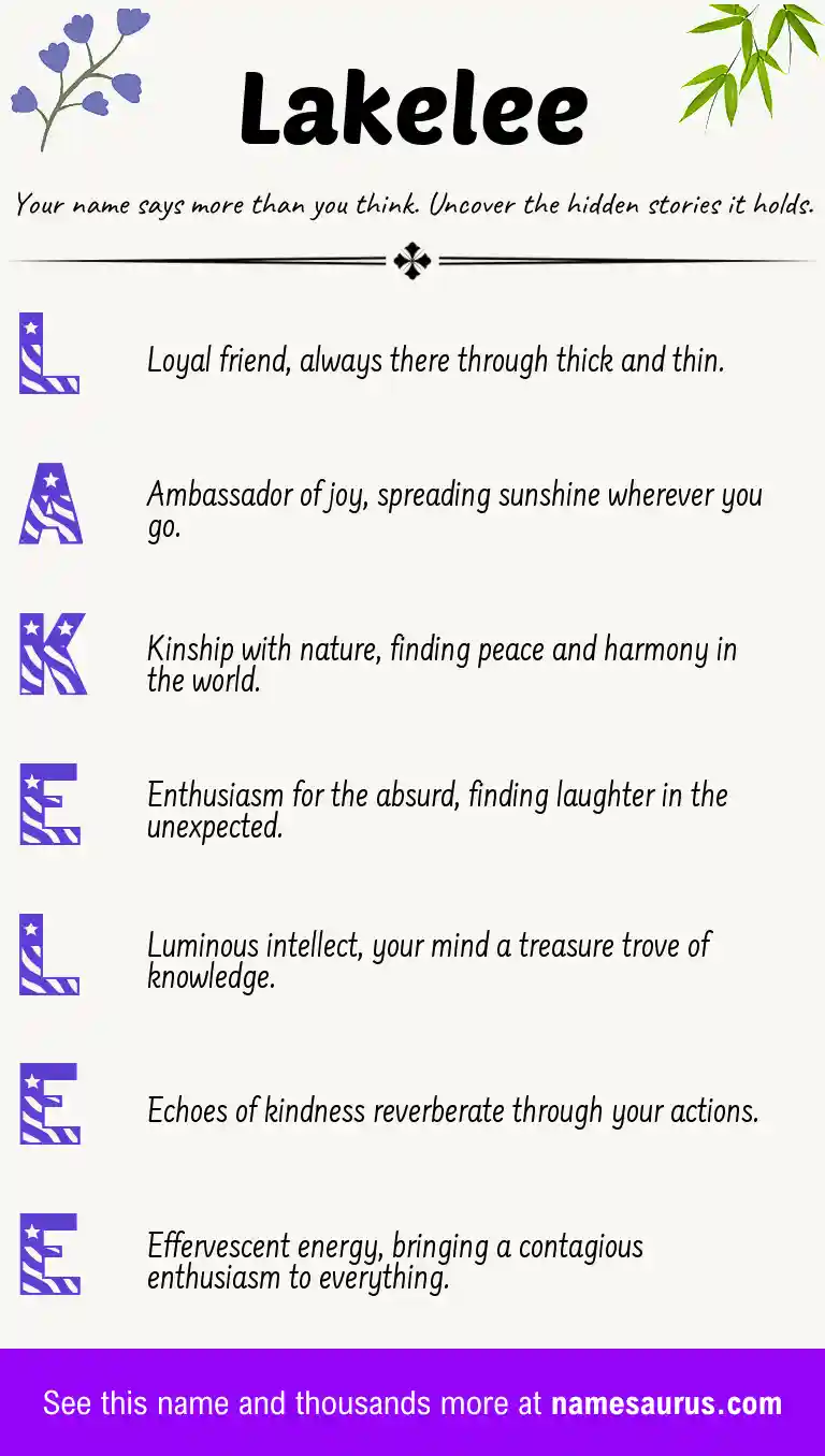Acrostic poem about Lakelee.