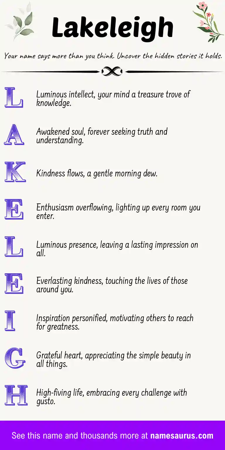 Acrostic poem about Lakeleigh.