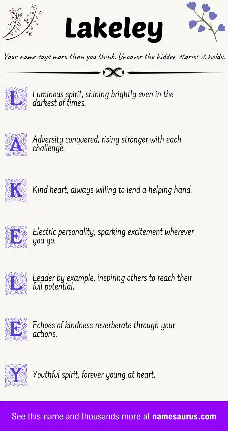 Acrostic poem about Lakeley.