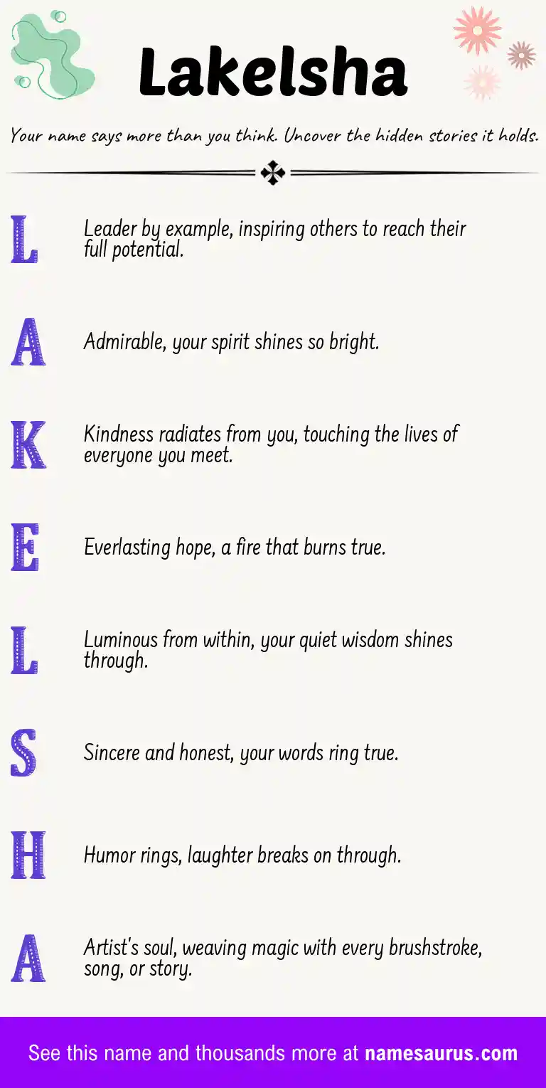 Acrostic poem about Lakelsha.