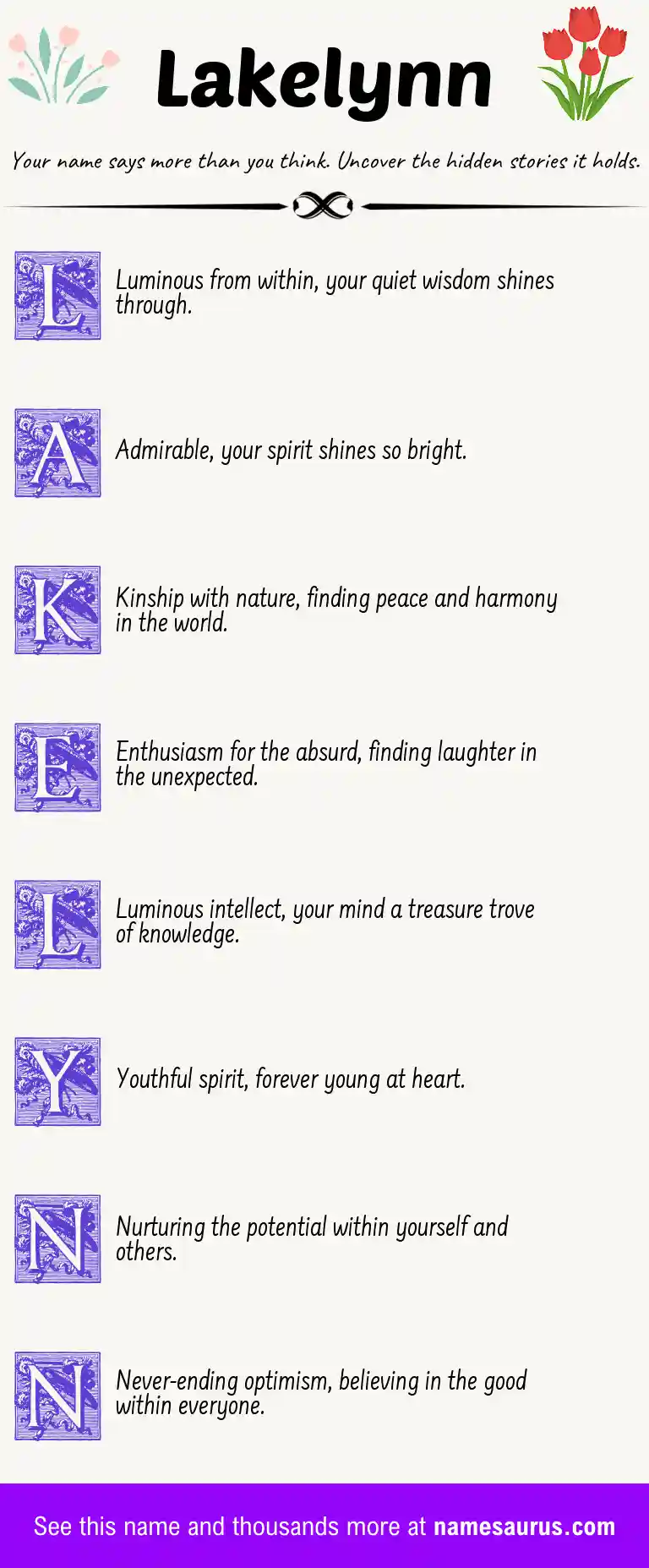 Acrostic poem about Lakelynn.