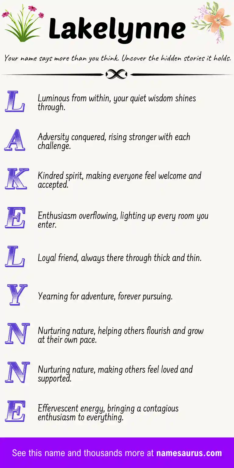 Acrostic poem about Lakelynne.