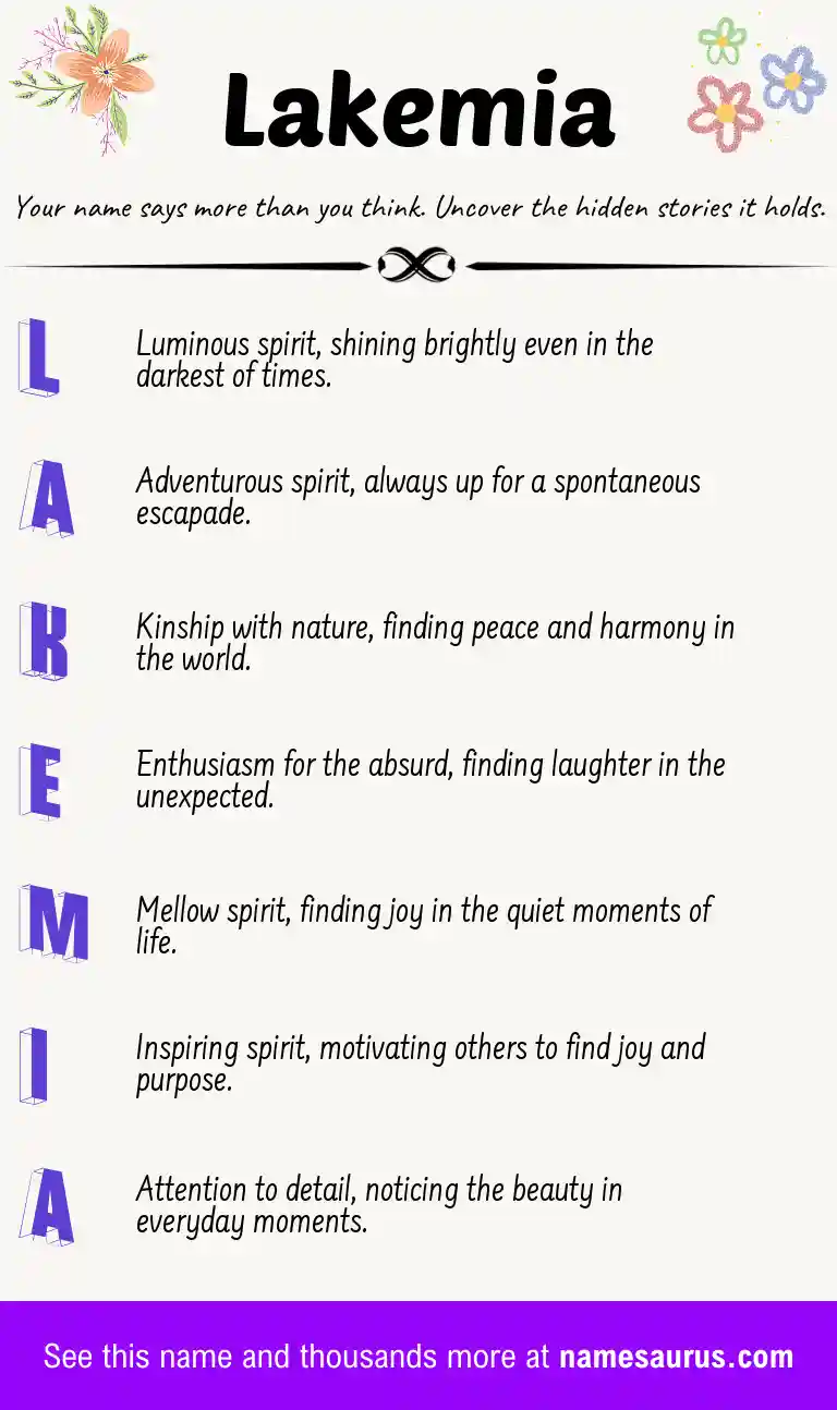 Acrostic poem about Lakemia.