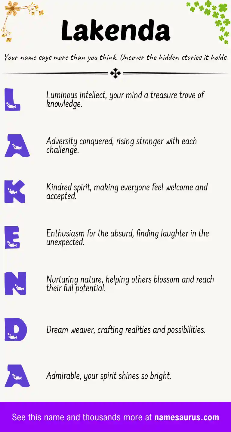 Acrostic poem about Lakenda.