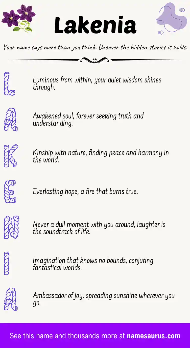 Acrostic poem about Lakenia.