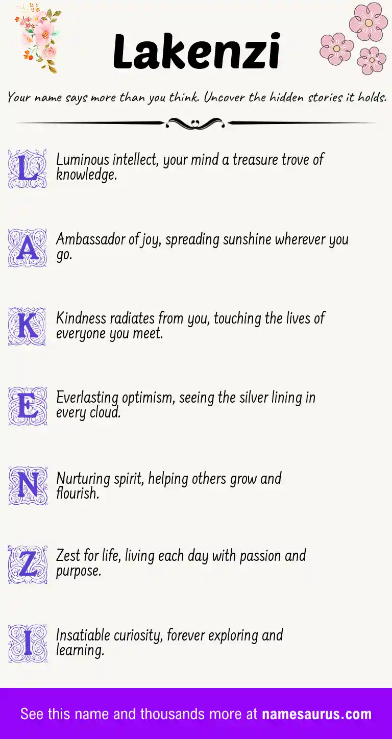 Acrostic poem about Lakenzi.