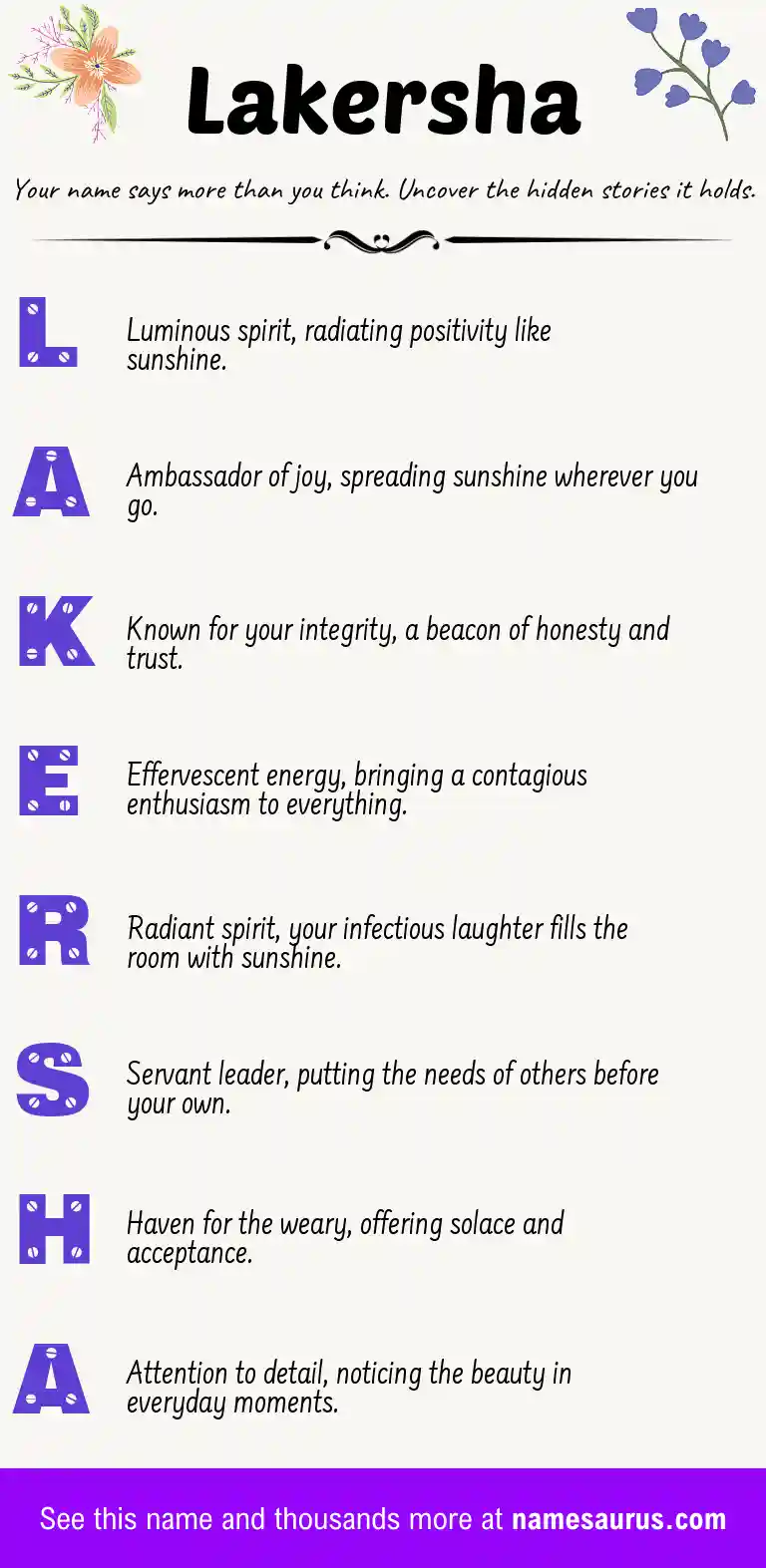 Acrostic poem about Lakersha.