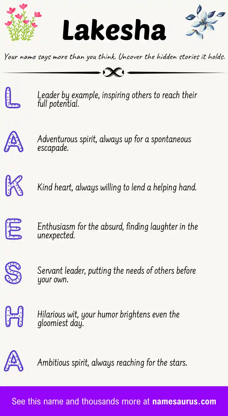 Acrostic poem about Lakesha.