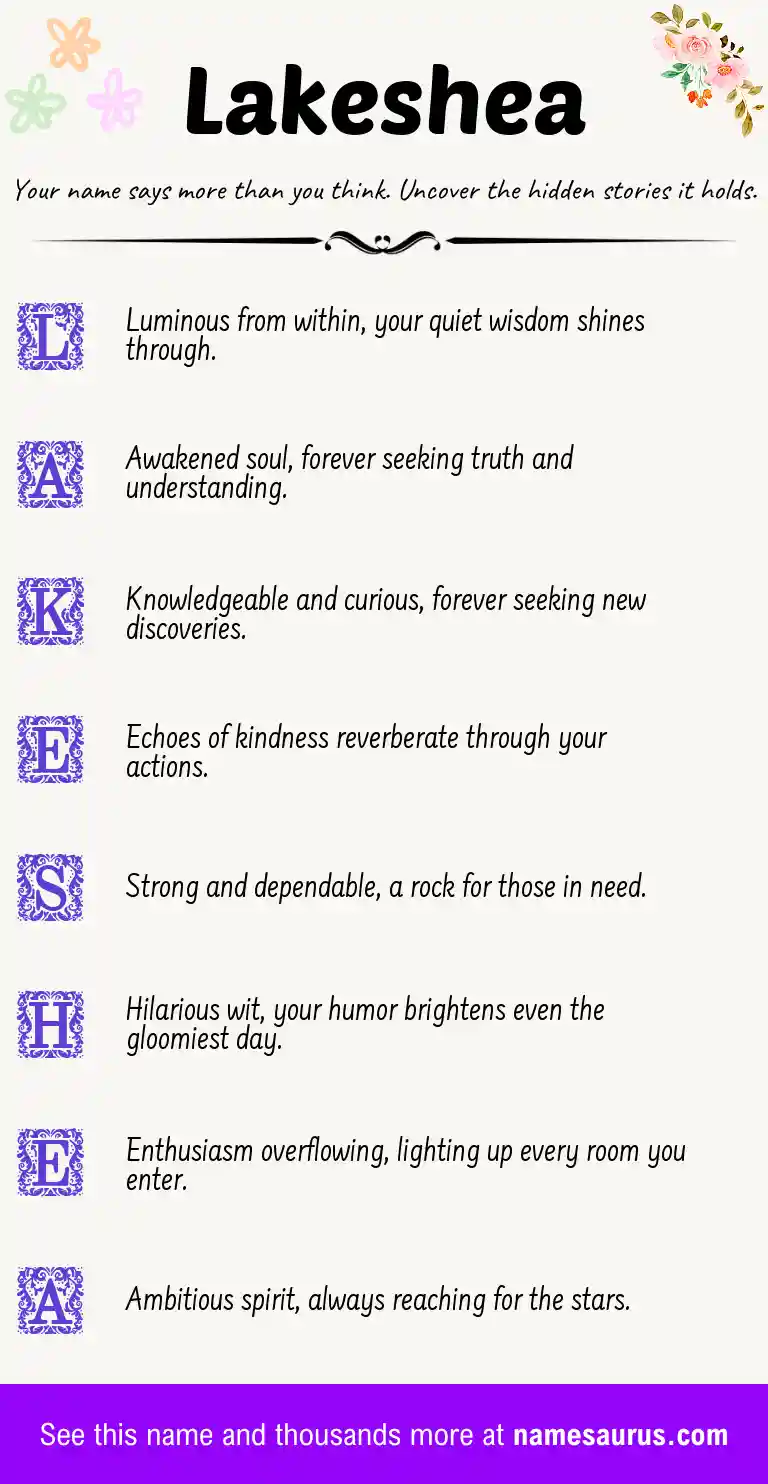 Acrostic poem about Lakeshea.