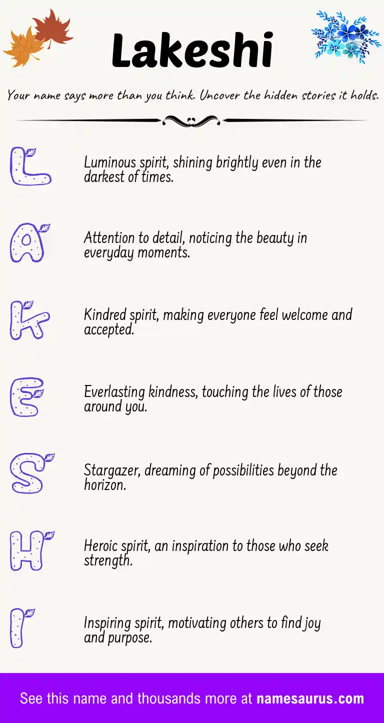Acrostic poem about Lakeshi.