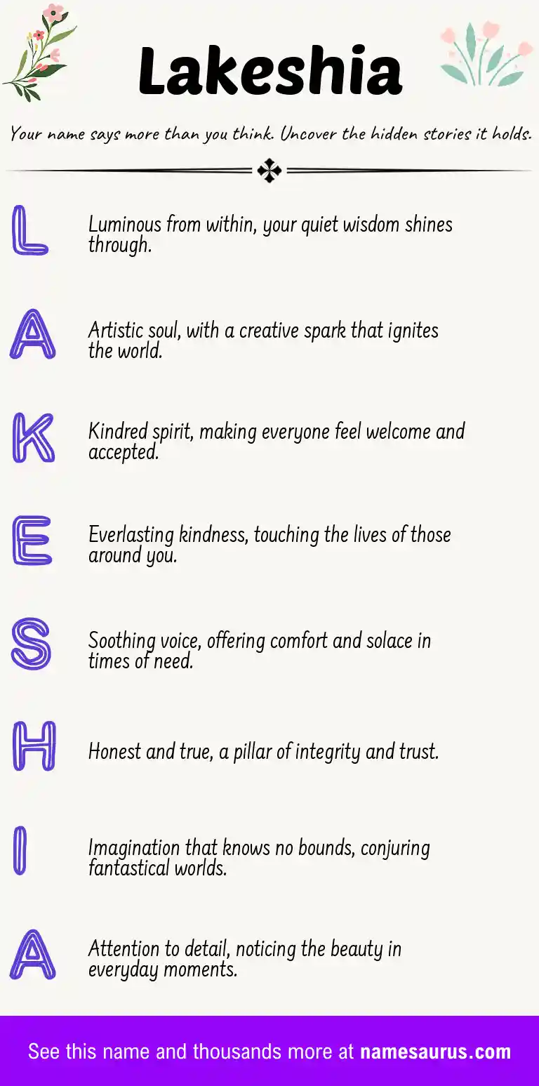 Acrostic poem about Lakeshia.